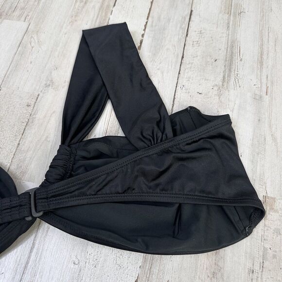 Good American Bali Bikini Top 7 4XL Plus One Shoulder Black Bandeau NWOT - Picture 4 of 11